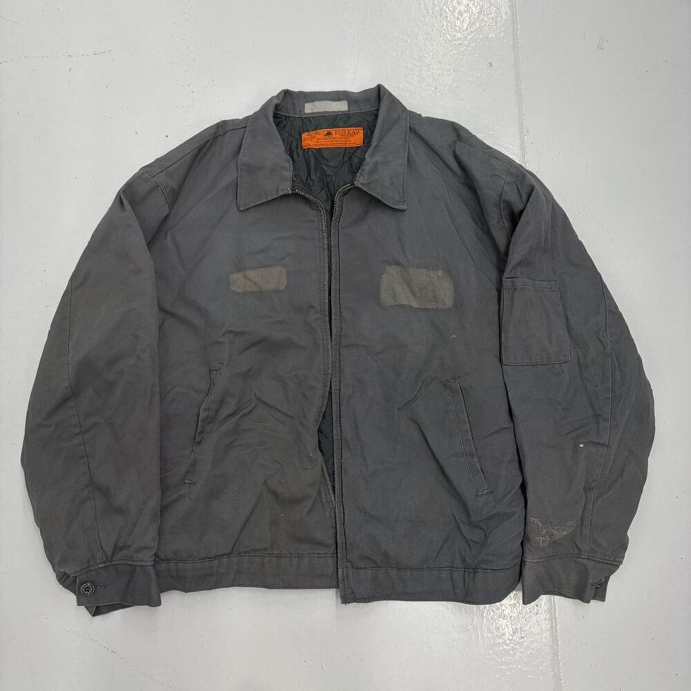 Vintage 70s Red Kap Grey Canvas Workwear Mechanics Jacket